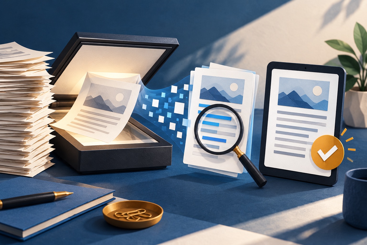 Scan paper to searchable PDF: capture, OCR and verify