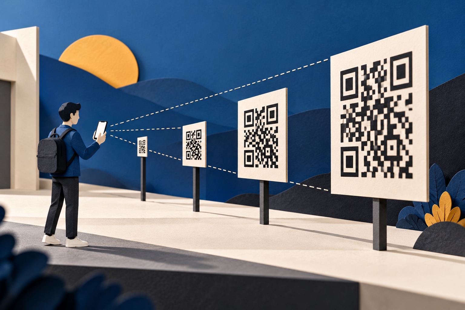 What size should a QR code be? The distance rule